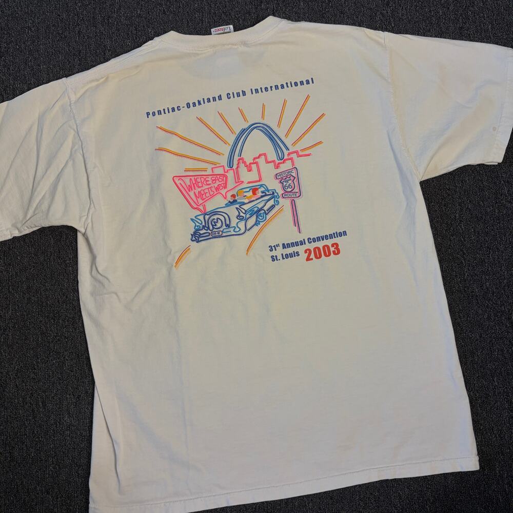 Vintage Y2k 2002 Pontiac Car Club Oakland California White Graphic Tee Men's L